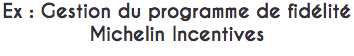 Ex : Gestion du programme de fidélité Michelin Incentives
